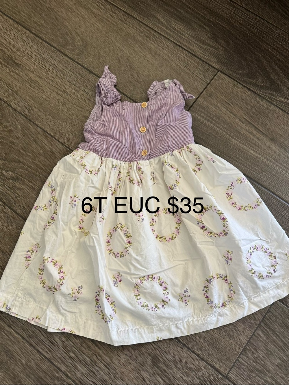 Lavender and White Floral Girls' Sundress - Size 6T